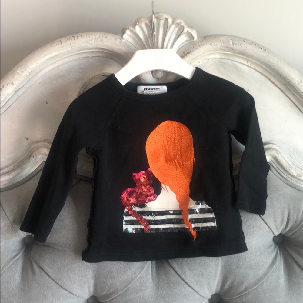 Sonia Rykiel girls sequins cat long sleeved top